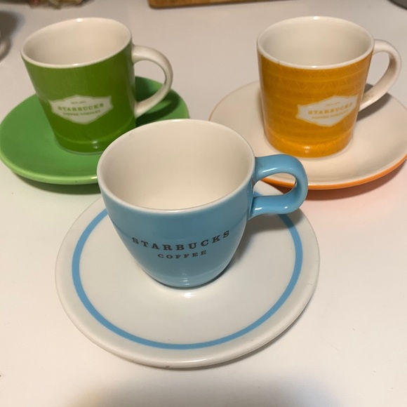 Kitchen Starbucks Teacups And Plates Set Of 3 Poshmark